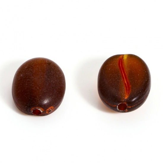 Bild von 200 Stück Acryl Perlen für die Herstellung von DIY-Charme-Schmuck Vergoldet Rotbraun Kaffeebohne ca. 10.5mm x 8mm, Loch:ca. 1.2mm