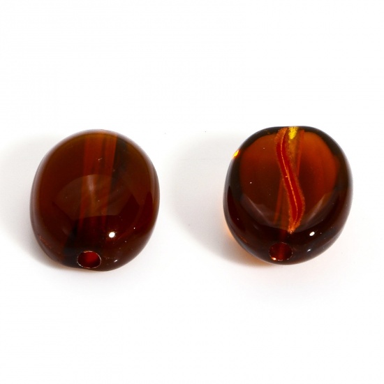 Bild von 200 Stück Acryl Perlen für die Herstellung von DIY-Charme-Schmuck Vergoldet Rotbraun Kaffeebohne ca. 10.5mm x 8mm, Loch:ca. 1.2mm