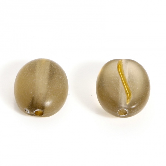 Bild von 200 Stück Acryl Perlen für die Herstellung von DIY-Charme-Schmuck Vergoldet Olivgrün Kaffeebohne ca. 10.5mm x 8mm, Loch:ca. 1.2mm