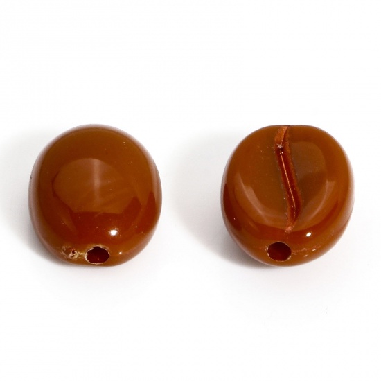 Image de 200 Pcs Perles pour DIY Fabrication de Bijoux de Pendentife en Acrylique Doré Brun Grain de Café 10.5mm x 8mm, Trou: env. 1.2mm