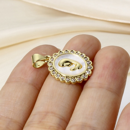 Immagine di 1 Pz Ottone Festa Della Mamma Ciondoli Pendenti Ovale 18K Vero Oro Placcato Madre Micro Spianare Trasparente Cubic Zirconiae 24mm x 14mm