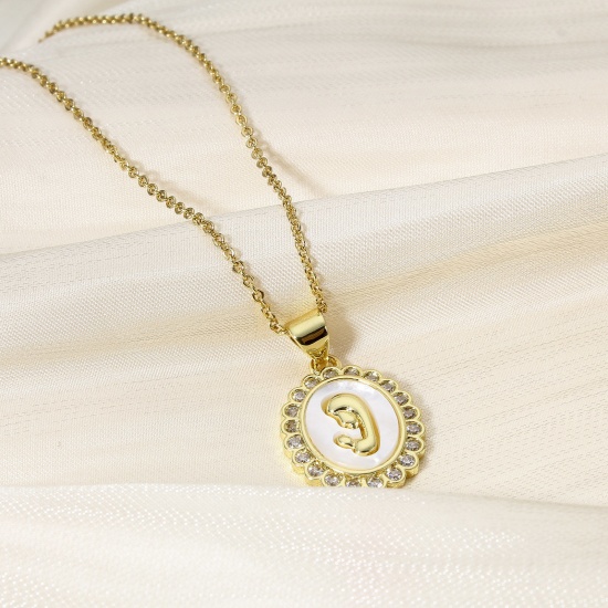 Immagine di 1 Pz Ottone Festa Della Mamma Ciondoli Pendenti Ovale 18K Vero Oro Placcato Madre Micro Spianare Trasparente Cubic Zirconiae 24mm x 14mm