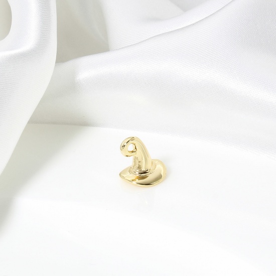 Imagen de 2 Unidades Latón Halloween Colgantes Charms 18K Oro Real Chapado Sombrero de Bruja de Halloween 3D 12mm x 10.5mm
