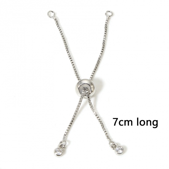 Picture of 1 Piece Brass Slider/Slide Extender Chain Real Platinum Plated 7cm                                                                                                                                                                                            