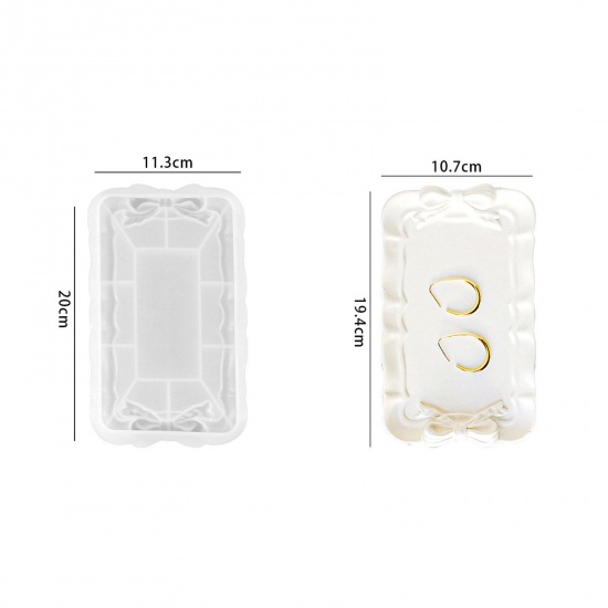 Immagine di 1 Piece Silicone Resin Mold For Home Storage DIY Making Rectangle Tray Bowknot White 20cm x 11.3cm