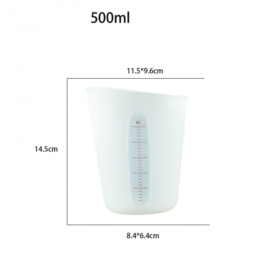 1 Piece ( 500ml ) Silicone Measuring Cup White 14.5cm x 11.5cm の画像