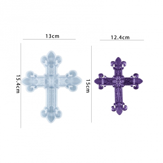 Image de 1 Piece Silicone Resin Mold For Home Decoration DIY Making Cross White 15.4cm x 13cm