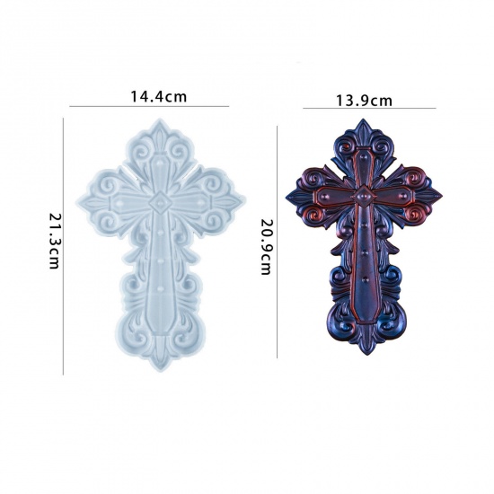 Image de 1 Piece Silicone Resin Mold For Home Decoration DIY Making Cross White 21.3cm x 14.4cm