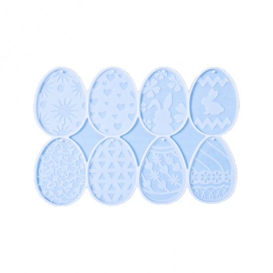 Immagine di 1 Piece Silicone Easter Day Resin Mold For Keychain Necklace Earring Pendant Jewelry DIY Making Egg White 20.5cm x 14.5cm
