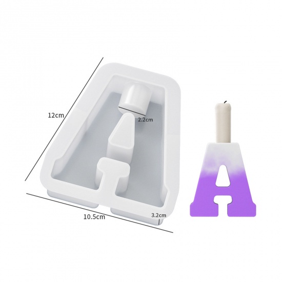 Picture of 1 Piece Silicone Resin Mold For Candle Soap DIY Making Capital Alphabet/ Letter White 12cm x 10.5cm