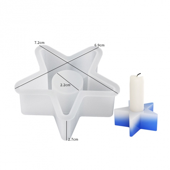 Image de 1 Piece Silicone Resin Mold For Candle Soap DIY Making Pentagram Star White 7.2cm x 6.9cm
