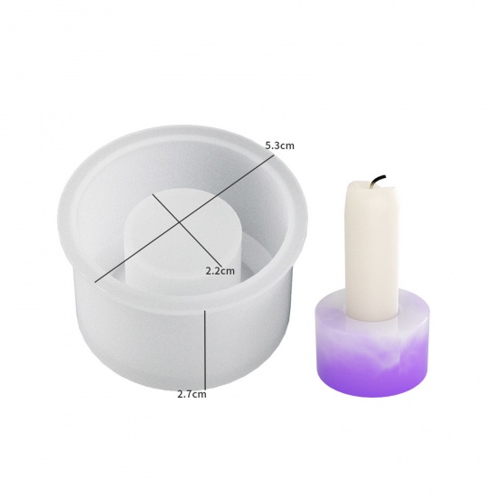 Image de 1 Piece Silicone Resin Mold For Candle Soap DIY Making Round White 5.3cm x 2.7cm
