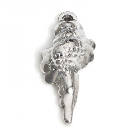 Picture of 1 Piece 304 Stainless Steel Charms Silver Tone Conch/ Sea Snail 17mm x 7.5mm