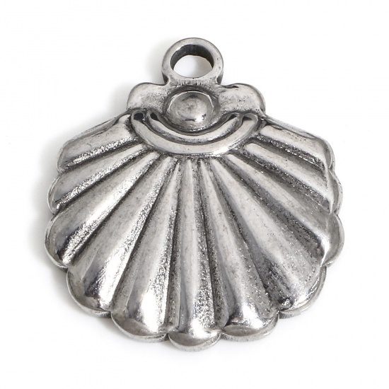 Imagen de 1 Unidad 304 Acero Inoxidable Colgantes Charms Concha Tono de Plata 18.5mm x 16mm