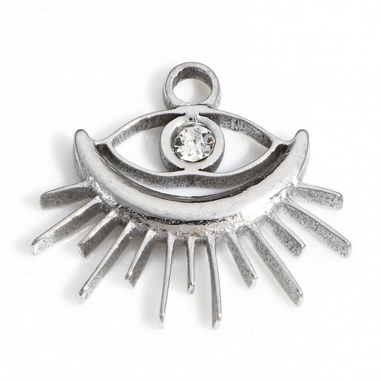 Picture of 1 Piece 304 Stainless Steel Religious Charms Silver Tone Evil Eye 20mm x 18mm