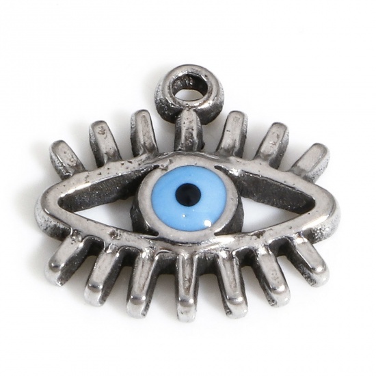 Picture of 1 Piece 304 Stainless Steel Religious Charms Silver Tone Evil Eye 13mm x 12.5mm