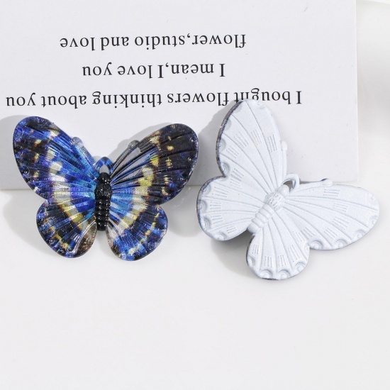 Picture of 10 PCs Acrylic Insect Pendants Butterfly Animal Blue 3D 4.1cm x 3.2cm
