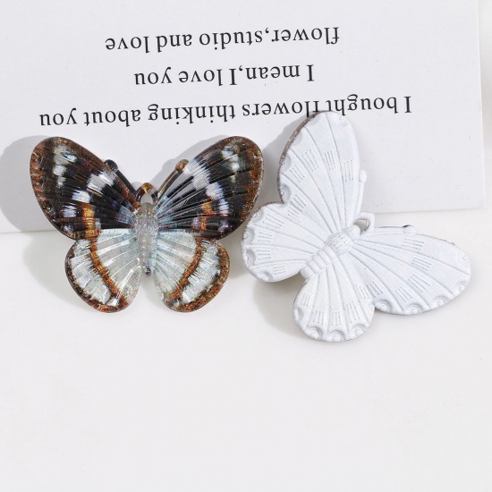 Picture of 10 PCs Acrylic Insect Pendants Butterfly Animal White 3D 4.1cm x 3.2cm