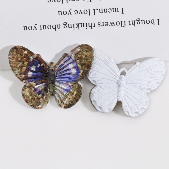 Picture of 10 PCs Acrylic Insect Pendants Butterfly Animal Blue Violet 3D 4.1cm x 3.2cm