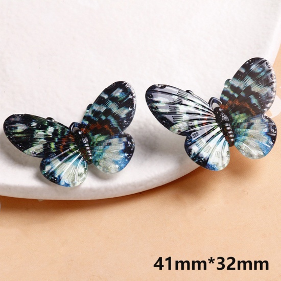 Picture of 10 PCs Acrylic Insect Pendants Butterfly Animal Multicolor 3D 4.1cm x 3.2cm