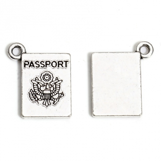 Bild von 50 Stück Zinklegierung Reise Charms Antiksilber Pass Message " passport " 18.5mm x 15.5mm