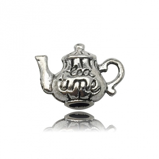 Picture of 20 PCs Zinc Based Alloy Charms Antique Silver Color Teapot 3D 16mm x 11.5mm