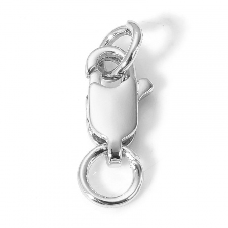 Bild von 5 Stück Messing Verschluss Karabiner Verschluss Echt Platin plattiert 17mm x 5,5mm