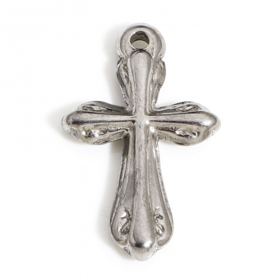Imagen de 1 Unidad 304 Acero Inoxidable Religión Colgantes Charms Cruz Tono de Plata 24mm x 15mm