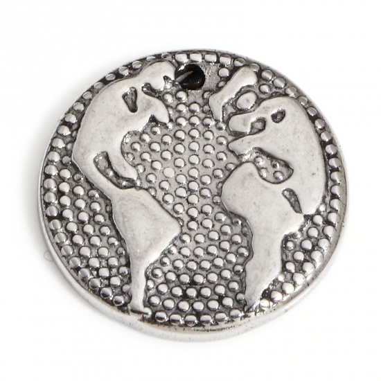 Imagen de 1 Unidad 304 Acero Inoxidable Colgantes Charms Ronda Tono de Plata Mapa 15mm Diámetro