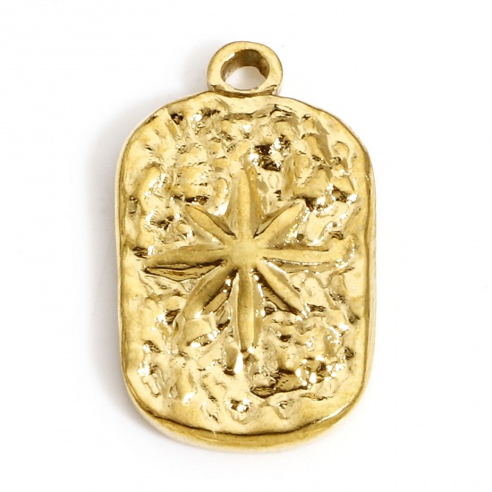 Picture of 1 Piece Eco-friendly PVD Vacuum Plating 304 Stainless Steel Galaxy Charms 18K Gold Plated Oval Star 18mm x 11mm