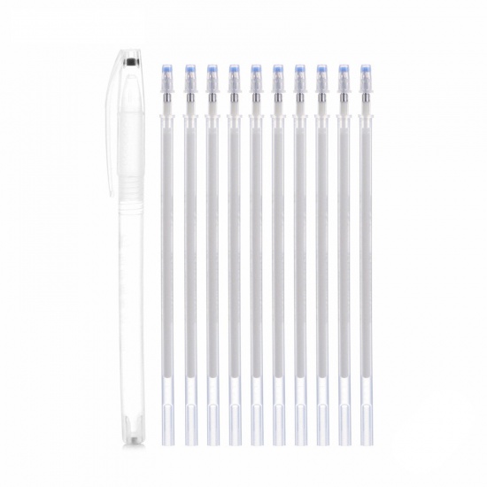 Picture of 1 Set ( 10 PCs/Set) Plastic High Temperature Disappear Vanishing Fabric Marker Pen Special For Sewing Clothing Leatherwear White 15cm