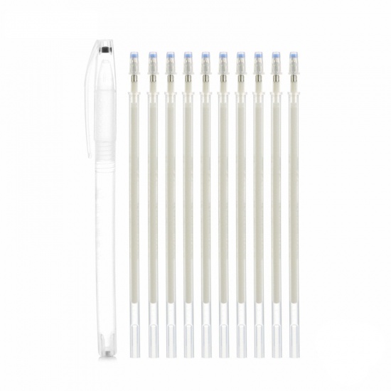 Picture of 1 Set ( 10 PCs/Set) Plastic High Temperature Disappear Vanishing Fabric Marker Pen Special For Sewing Clothing Leatherwear Beige 15cm