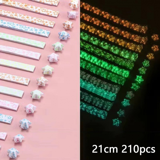 Picture of 1 Packet ( 210 PCs/Set) Paper Origami Folding Paper Strips Lucky Stars DIY Handmade Arts Multicolor Strip Glow In The Dark Luminous 21cm