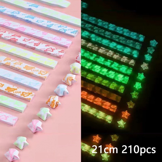 Picture of 1 Packet ( 210 PCs/Set) Paper Origami Folding Paper Strips Lucky Stars DIY Handmade Arts Multicolor Strip Glow In The Dark Luminous 21cm
