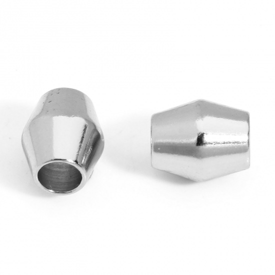 Immagine di 10 Pz 304 Acciaio Inossidabile Perline per la Creazione di Gioielli con Ciondoli Fai-da-te Barile Tono Argento 9mm x 7mm, Buco: Circa 3.6mm