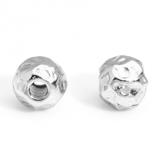 Immagine di 10 Pz 304 Acciaio Inossidabile Perline per la Creazione di Gioielli con Ciondoli Fai-da-te Tondo Tono Argento 5mm Dia., Buco: Circa 1.4mm