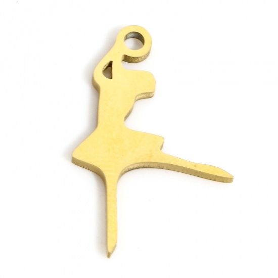 Image de 1 Pièce Breloques en 304 Acier Inoxydable Placage sous Vide PVD Respectueux de l'Environnement Élégant Ballerine Plaqué Or Véritable 18K 18.5mm x 11.5mm