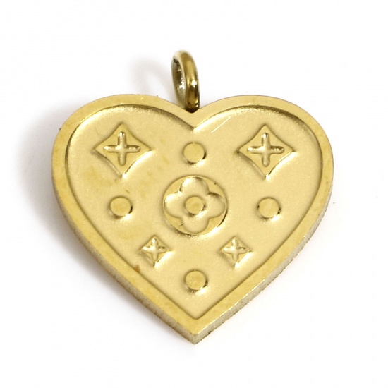 Picture of 1 Piece Eco-friendly 304 Stainless Steel Simple Charms Gold Plated Heart Dot 13mm x 12mm
