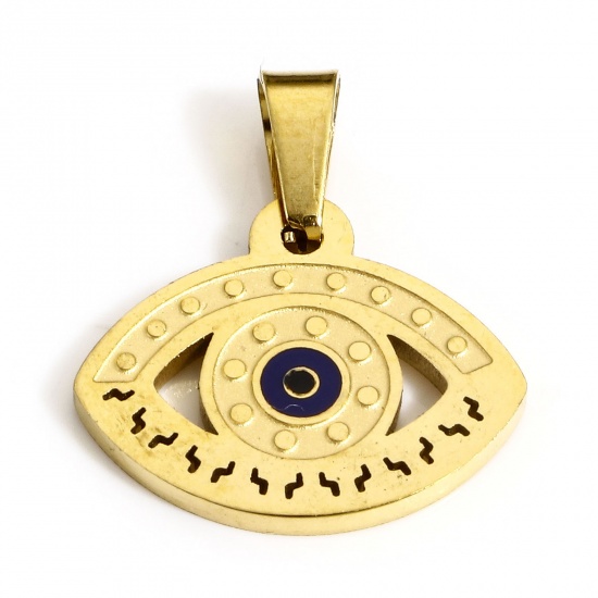 Bild von 1 Stück Vakuumbeschichtung 304 Edelstahl Religiös Charms Auge Vergoldet 18.5mm x 16.5mm