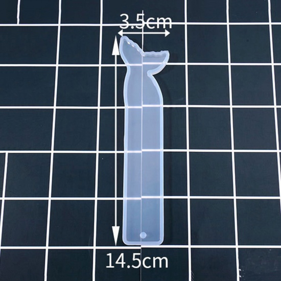 Picture of 2 PCs Silicone Resin Mold For DIY Making Bookmark Fishtail White 14.5cm x 3.5cm