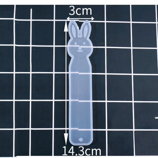 Picture of 2 PCs Silicone Resin Mold For DIY Making Bookmark Rabbit White 14.3cm x 3cm