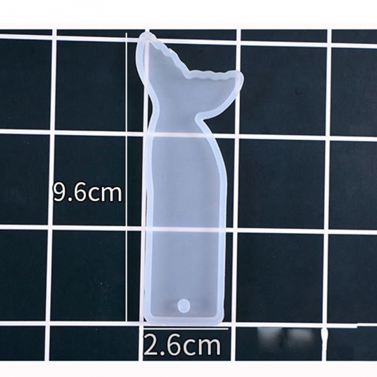 Picture of 2 PCs Silicone Resin Mold For DIY Making Bookmark Fishtail White 9.6cm x 2.6cm