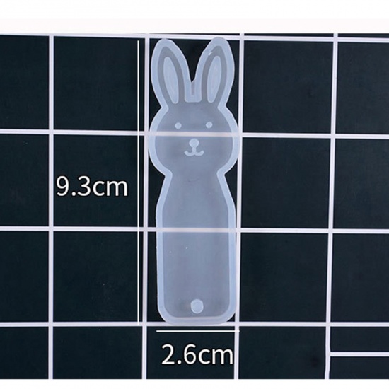 Picture of 2 PCs Silicone Resin Mold For DIY Making Bookmark Rabbit White 9.3cm x 2.6cm