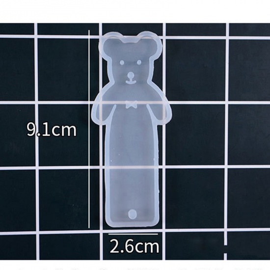 Picture of 2 PCs Silicone Resin Mold For DIY Making Bookmark Bear White 9.1cm x 2.6cm