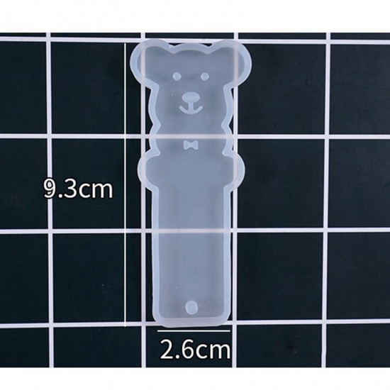 Picture of 2 PCs Silicone Resin Mold For DIY Making Bookmark Bear White 9.3cm x 2.6cm