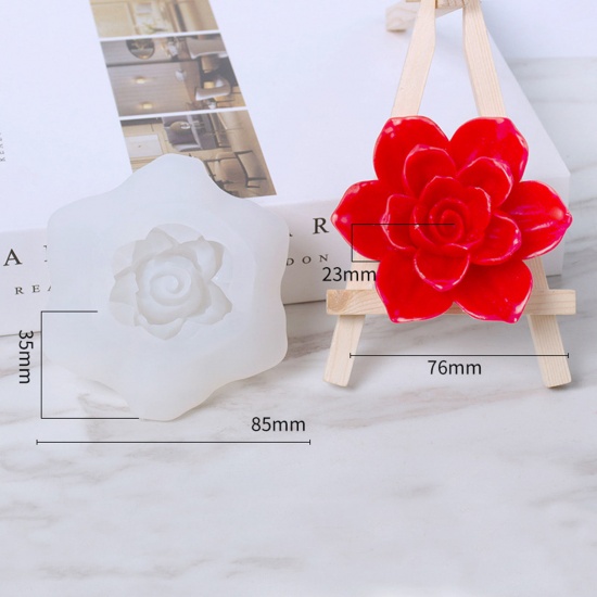 1 個 シリコーン バレンタイン・デー 樹脂モールド シリコン型 キャンドル・ソープ DIY ハンドメイド 手作り バラ 3D 白 8.8cm x 3.5cm の画像