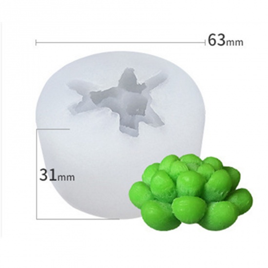 Picture of 1 Piece Silicone Resin Mold For Candle Soap DIY Making Succulent Plant 3D White 6.3cm x 3.1cm