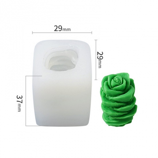 Immagine di 1 Pz Silicone Stampo in Resina per la Produzione di Sapone per Candele Fai-Da-Te Pianta Succulenta 3D Bianco 3.7cm x 2.9cm