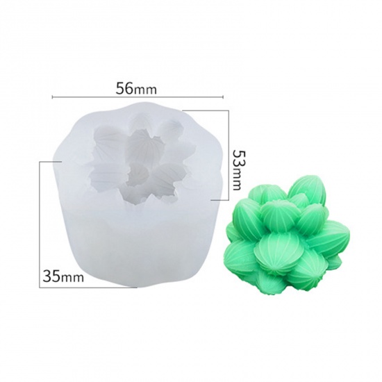 Immagine di 1 Pz Silicone Stampo in Resina per la Produzione di Sapone per Candele Fai-Da-Te Pianta Succulenta 3D Bianco 5.6cm x 5.3cm