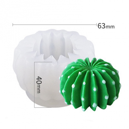 Immagine di 1 Pz Silicone Stampo in Resina per la Produzione di Sapone per Candele Fai-Da-Te Pianta Succulenta 3D Bianco 6.3cm x 4cm